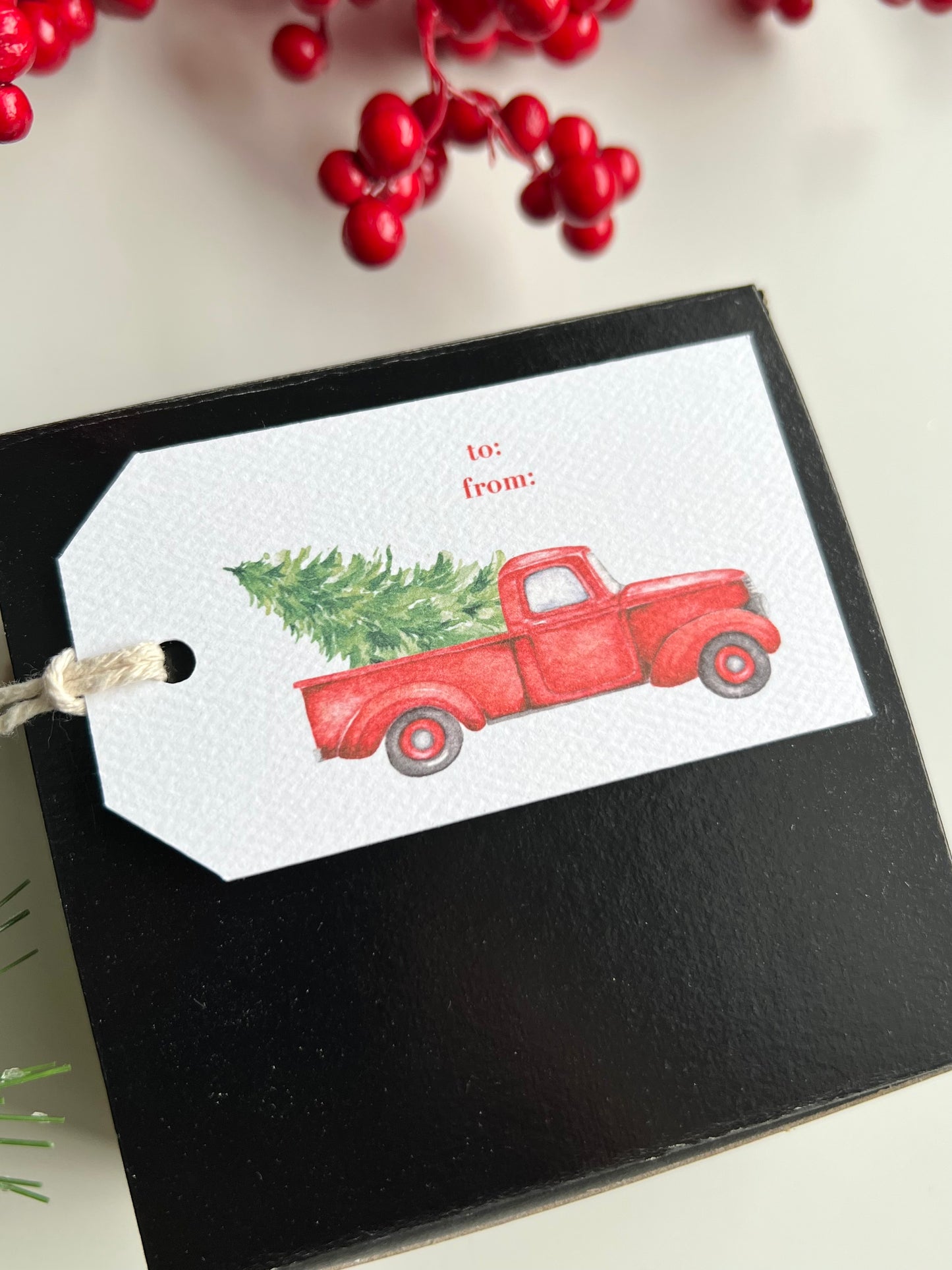 Christmas Red Truck Gift Tag