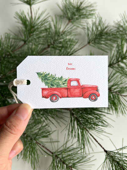 Christmas Red Truck Gift Tag