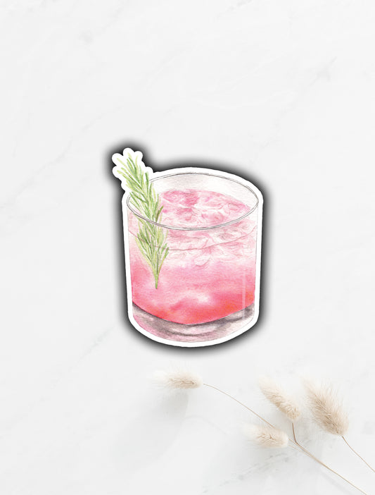 Pink Cocktail Sticker 3.3”x2.5”