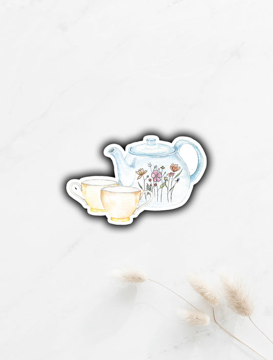 Tea Set Sticker 1.7"x3"