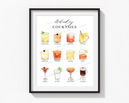 Whiskey Cocktails Art Print