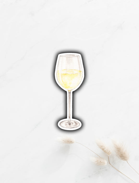 White Wine Sticker 3"x1.1"